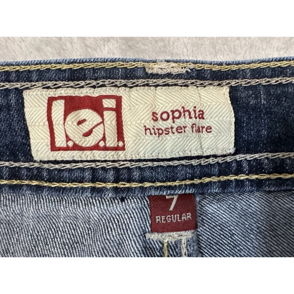 lei Jeans Juniors 7 L24 Blue Sophia Hipster Flare Stretch Denim Flap Pockets‎
